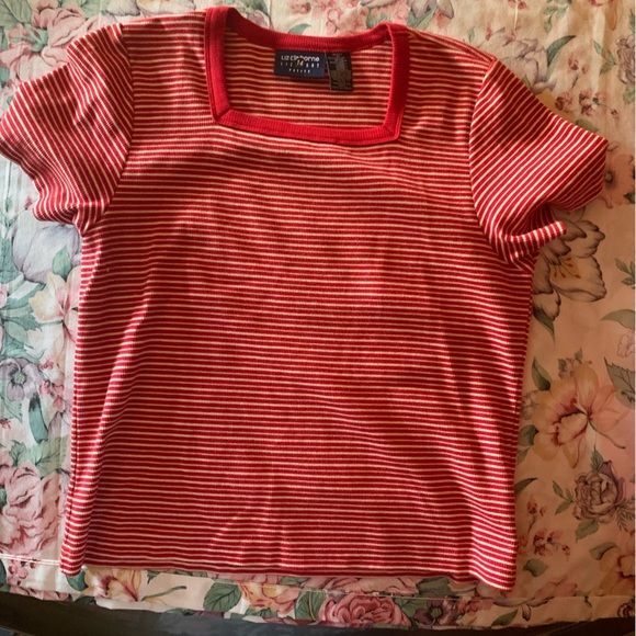 Liz Claiborne Tops - Liz Claiborne Petite Red and White Striped Top Size Medium P